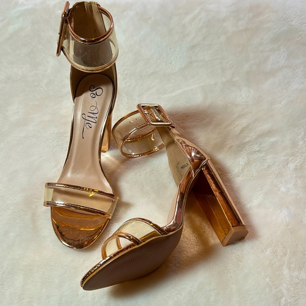 🎀⭐️ gorgeous rose gold high heels sandals size 8,5! ⭐️🎀